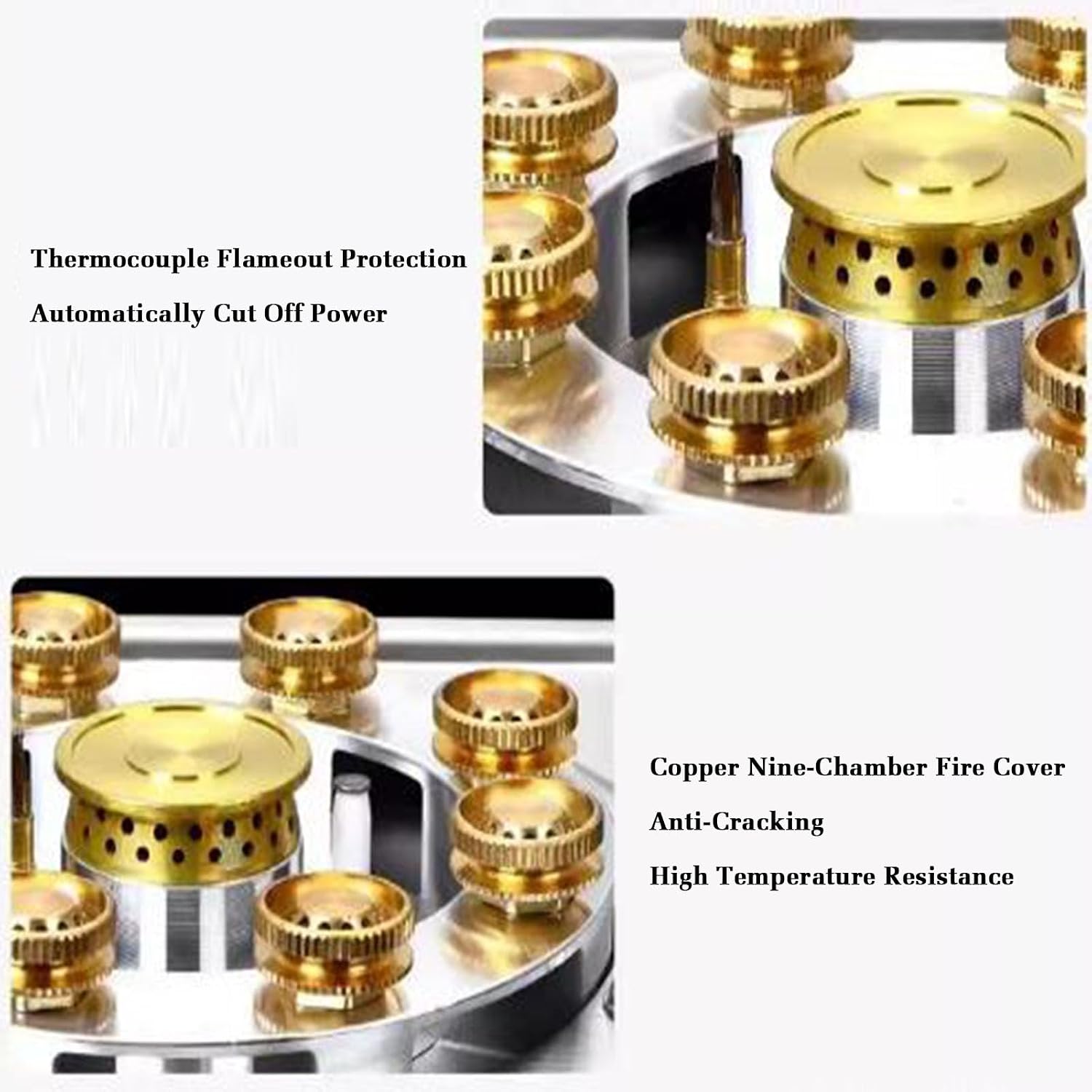 Gas Cooktop 1 Burner,5.2KW Nine-Cavity High-fire Timer,Gas/LP Gas Conversion,with Flameout Protection,for Home Kitchen(NG)