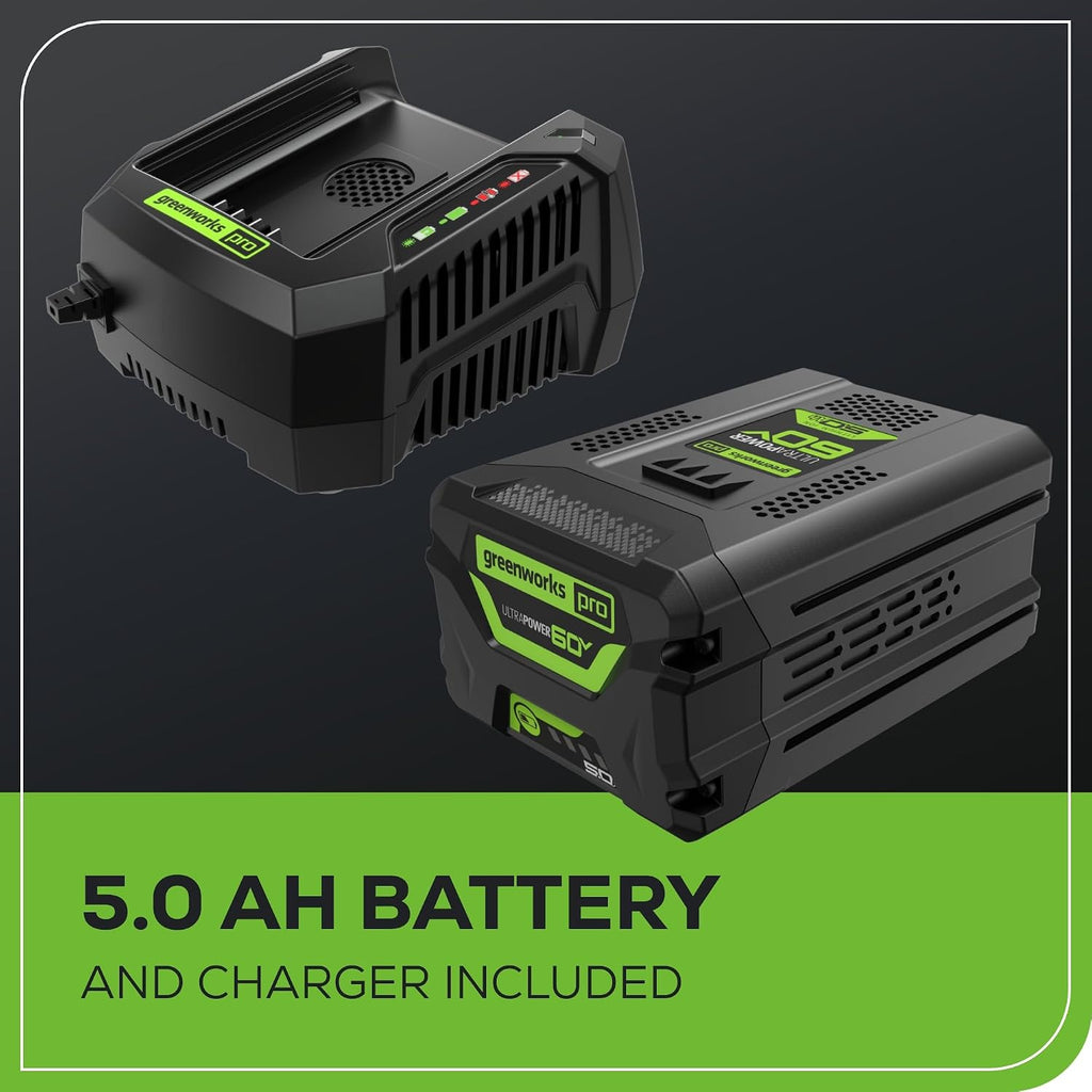 Greenworks 60V 550 CFM Brushless Backpack Blower, 5.0Ah Battery and 6A Charger