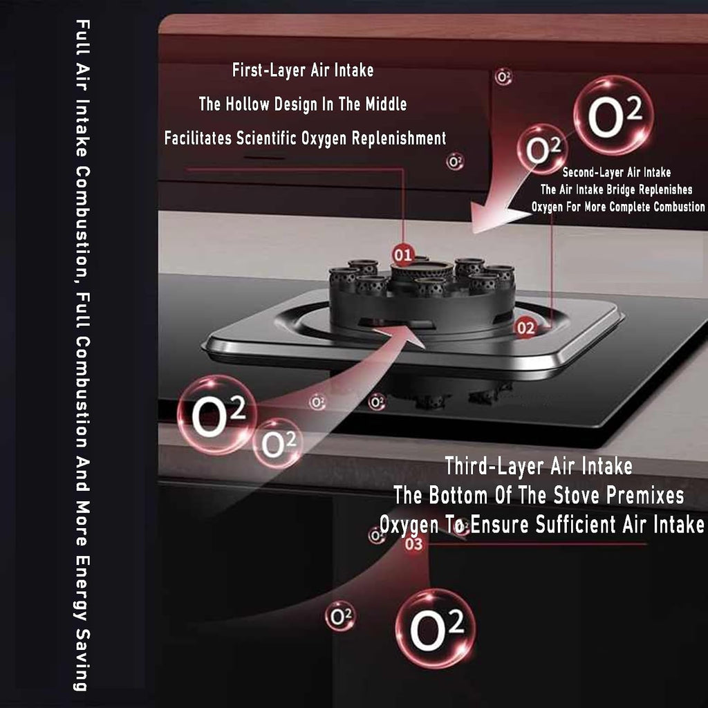 5.2KW Gas Cooktop,With Timer 9 Cavity Camping Single Burner, Single Burner Stove Tempered Glass Portable Gas Stove for Apartment(LPG)