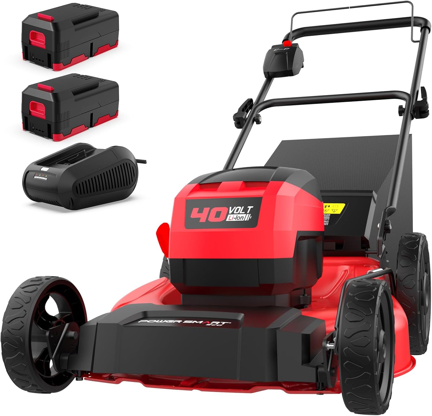 PowerSmart 40V 21' Cordless Lawn Mower, Up to 1/4 Acre, Dual 40V 4.0Ah Batteries and a Charger Included, 1.5' - 3.9' Height Adjustment, 1.4 Bushels Collecting Bag (MB2400B)