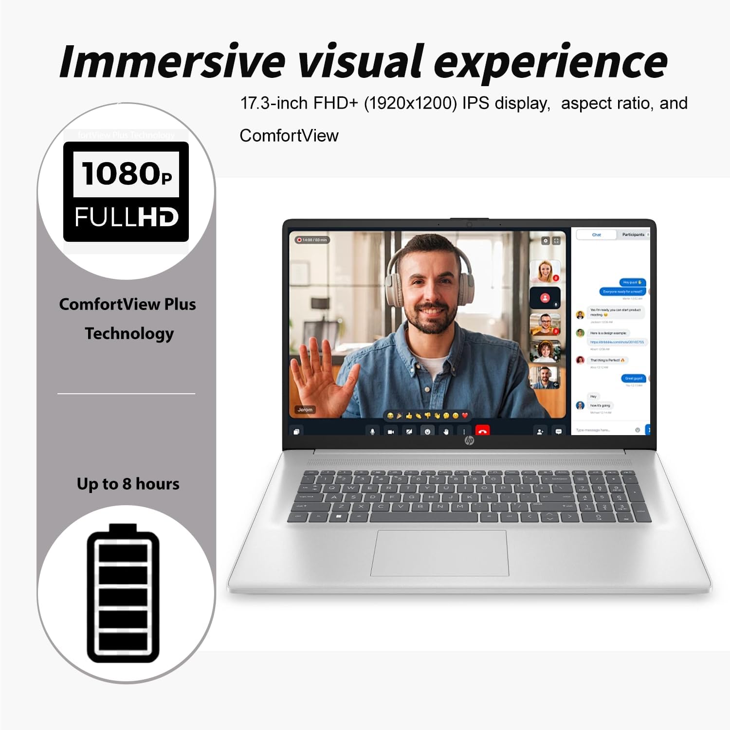 HP 17.3inch Business Laptop Computer - AMD Ryzen 5 7430U 6-Core (4.3GHz), FHD IPS Anti-Glare, AMD Radeon Graphics, Wi-Fi6, Copilot AI, Win 11 Pro, w/Accessories(16GB RAM | 1 TB SSD)