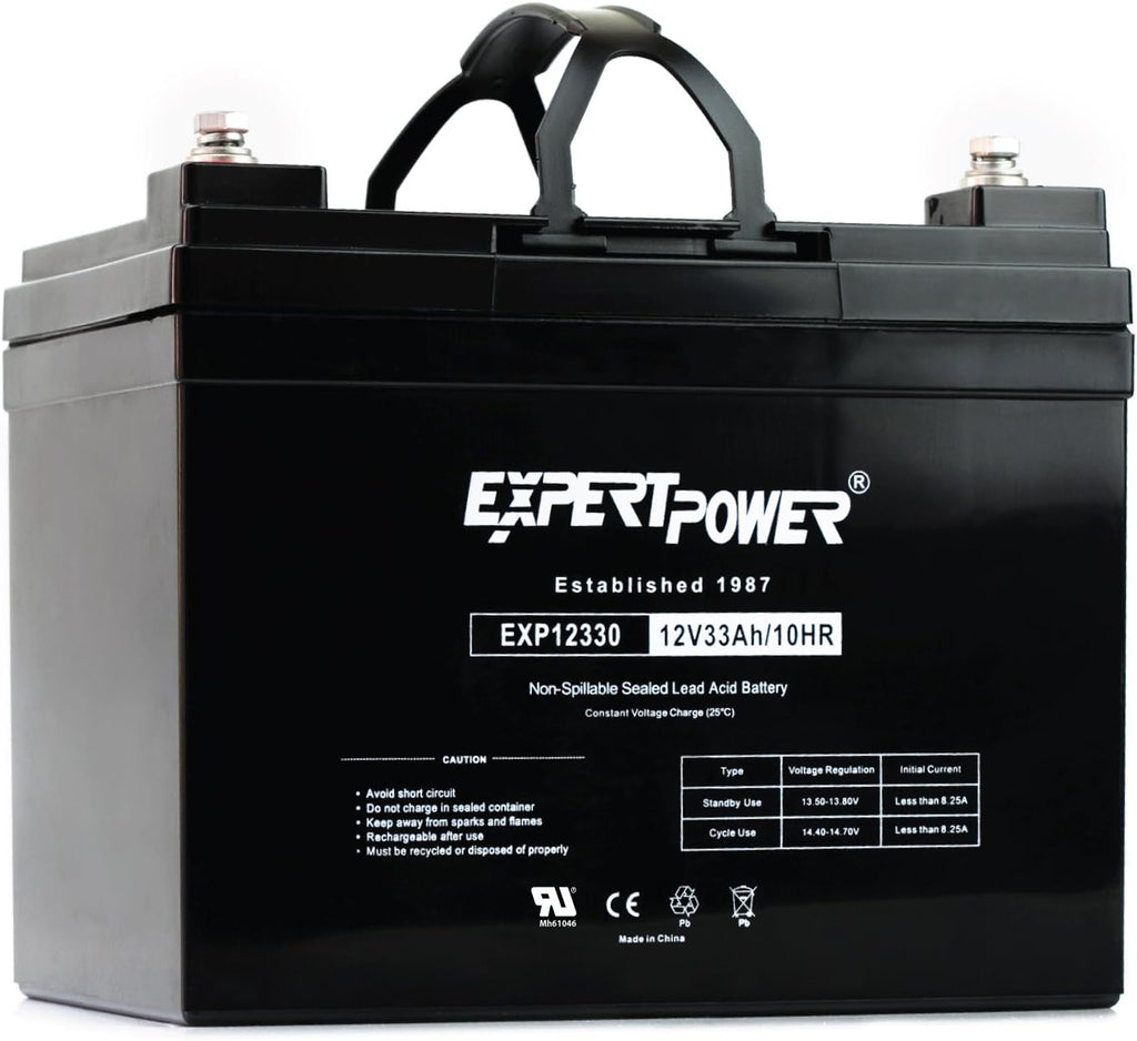 ExpertPower EXP33-2 Pack 12V 33Ah SLA AGM Battery for Solar Energy Storage, UPS, Trailer, Security System, Mobility Scooter, Small Marine Battery Backup, 12V Batteries Lead Acid, M6
