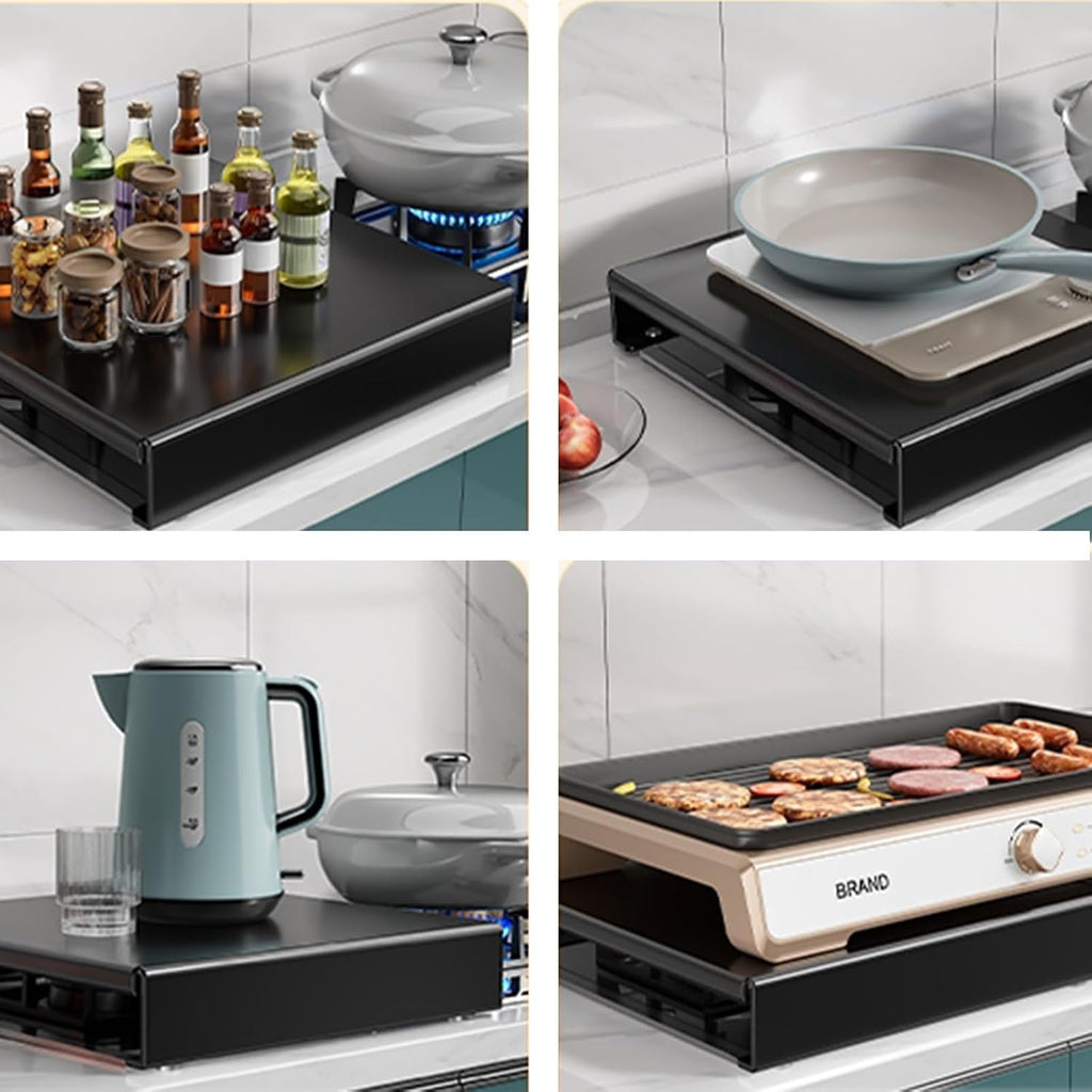 Gas Stove Cover Board 30 Inch L-Shaped Camping Kitchen Universal Plate Anti-Slip Design Rust-Proof(80x48x7cm)