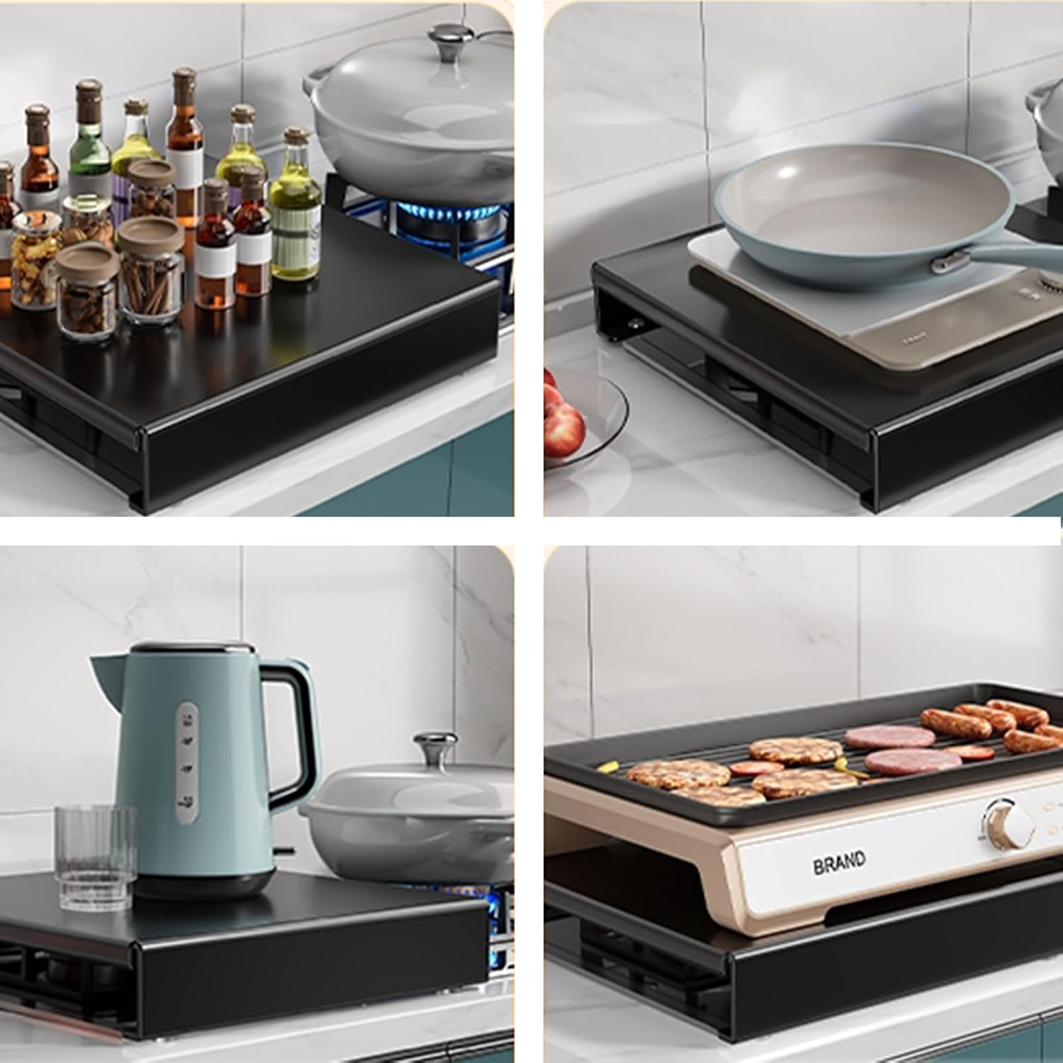 Gas Stove Cover Board 30 Inch L-Shaped Camping Kitchen Universal Plate Anti-Slip Design Rust-Proof(80x48x7cm)