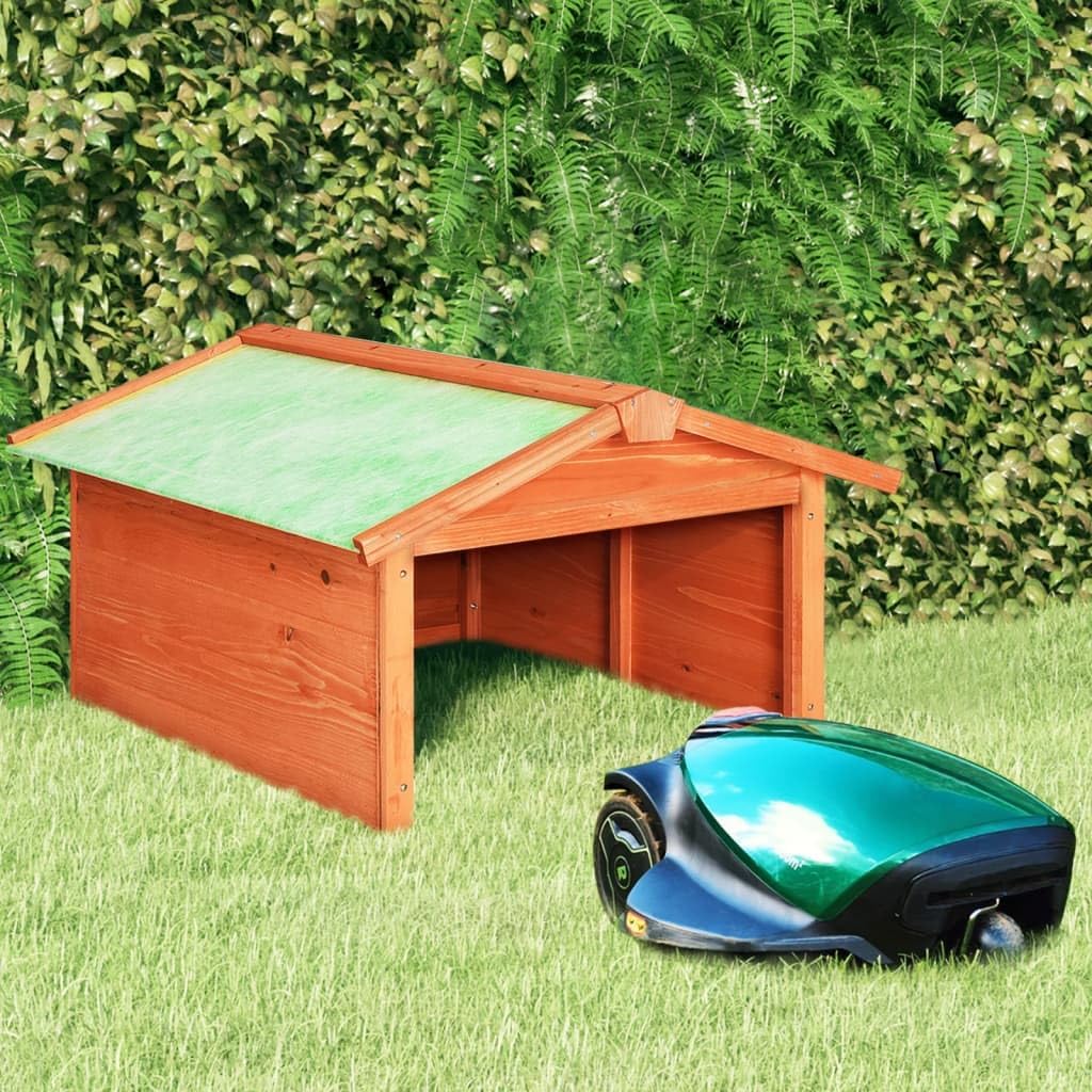 vidaXL Robotic Lawn Mower Garage 28.3'x34.3'x19.7' Solid Firwood