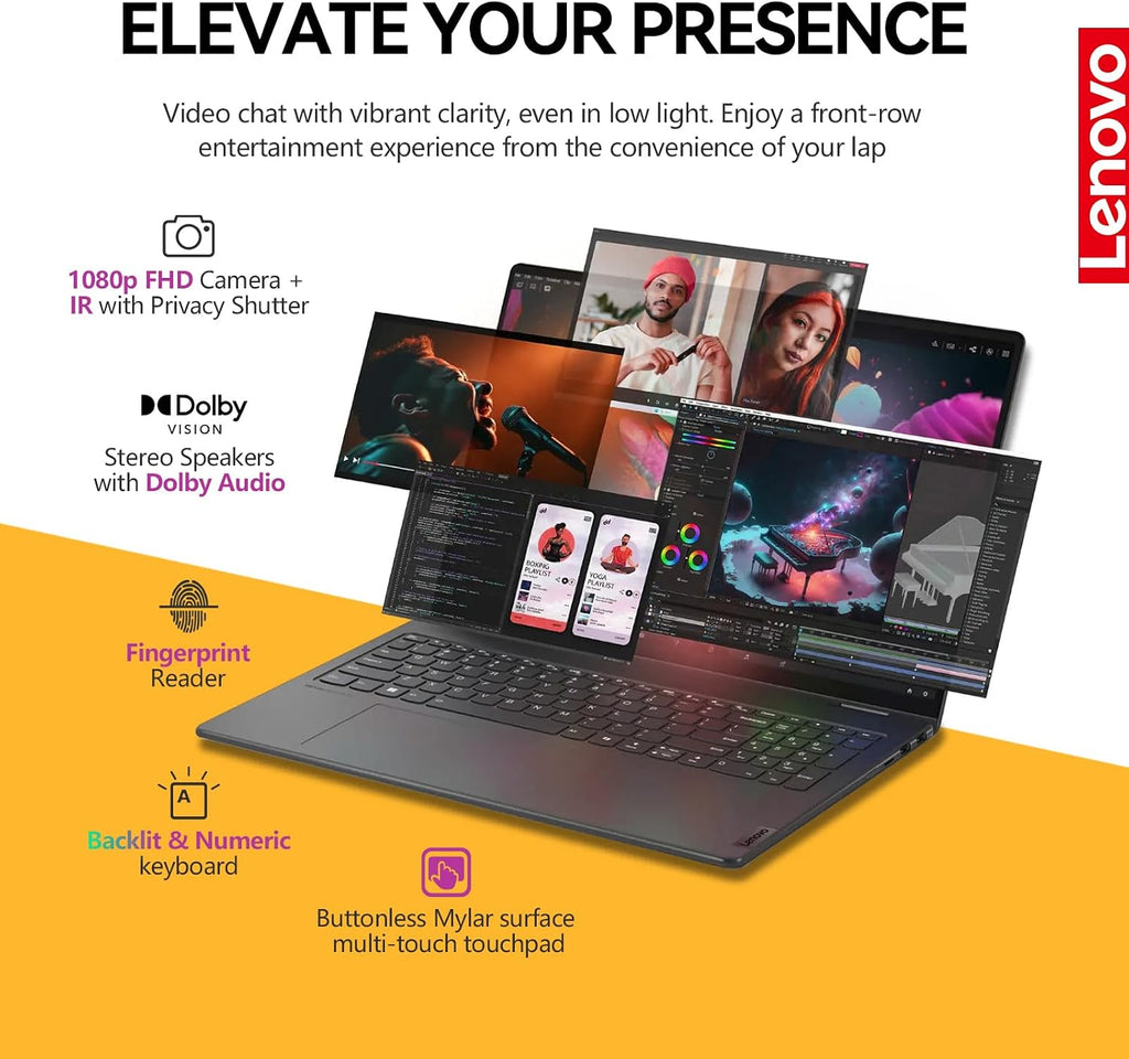Lenovo Yoga 7i 2 in 1 Laptop Touchscreen, 16' FHD+ 360 Foldable Touch Screen Convertible, Intel Core Ultra 7, Windows 11 Pro Laptop PC, 16GB DDR5 RAM 1TB SSD, Backlit 10-Key, Fingerprint
