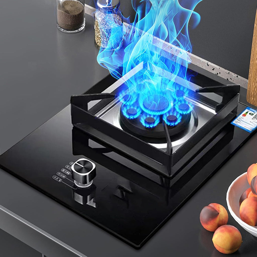 Gas Cooker 1 Burner,5.2KW Nine-Chamber Fire Ring Frying Pan,Tempered Glass Cooktop,with Flameout Protection Device,NG/LPG Gas Conversion(NG)