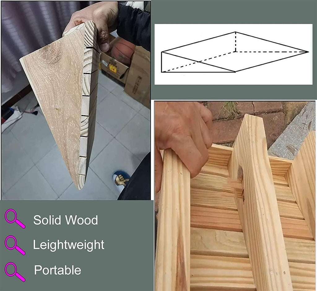 Wheelchair Ramp Wooden Wheelchair Ramp Portable Threshold Ramp Handicap Ramps with Handles for Front Door/Garden Steps Scooter Ramp Anti-Slip