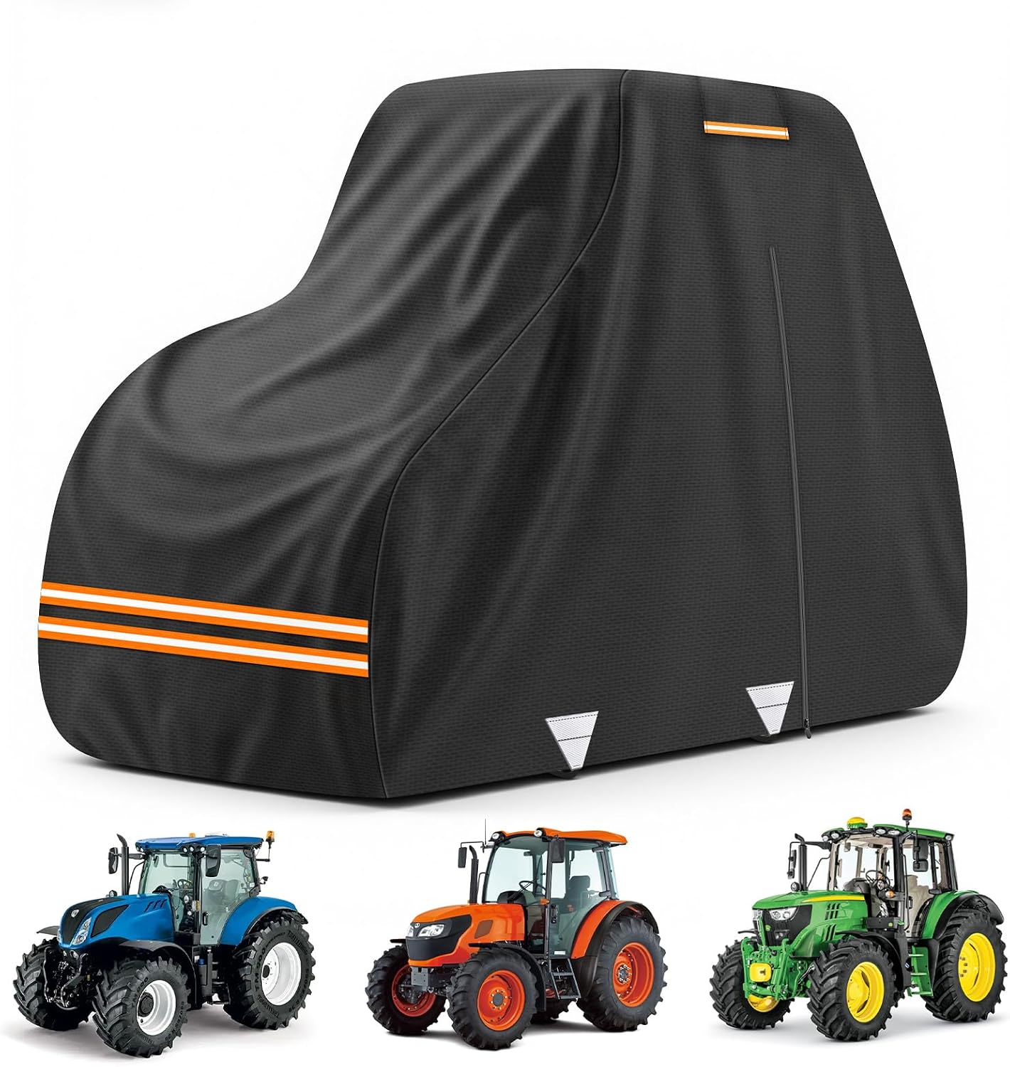420D Waterproof Tractor Cover, Heavy-Duty All-Weather Protection Tractors Cover for Front Loaders & Backhoes, Compatible with John Deere, Kubota, Mahindra, MF,165' x 87' x 110'