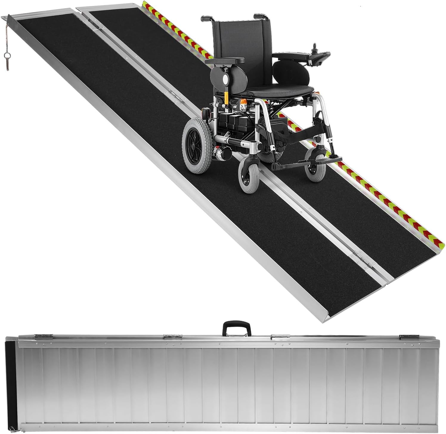 Generic Portable Wheelchair Ramp Aluminum Folding Door Threshold Wheelchair Ramp Wheel Chair Ramp for Home Steps Stairs Entry Threshold Doorways