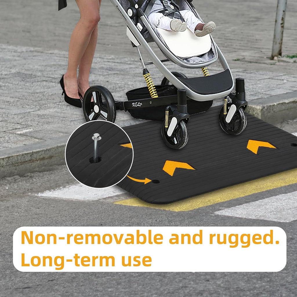 4' Rubber Threshold Ramp, 33000 Lbs Capacity Wheelchair Ramp with Non-Slip Surface, Portable Mobility Ramps for Doorways, Steps, Curbs, Driveways, Scooters & Walkers