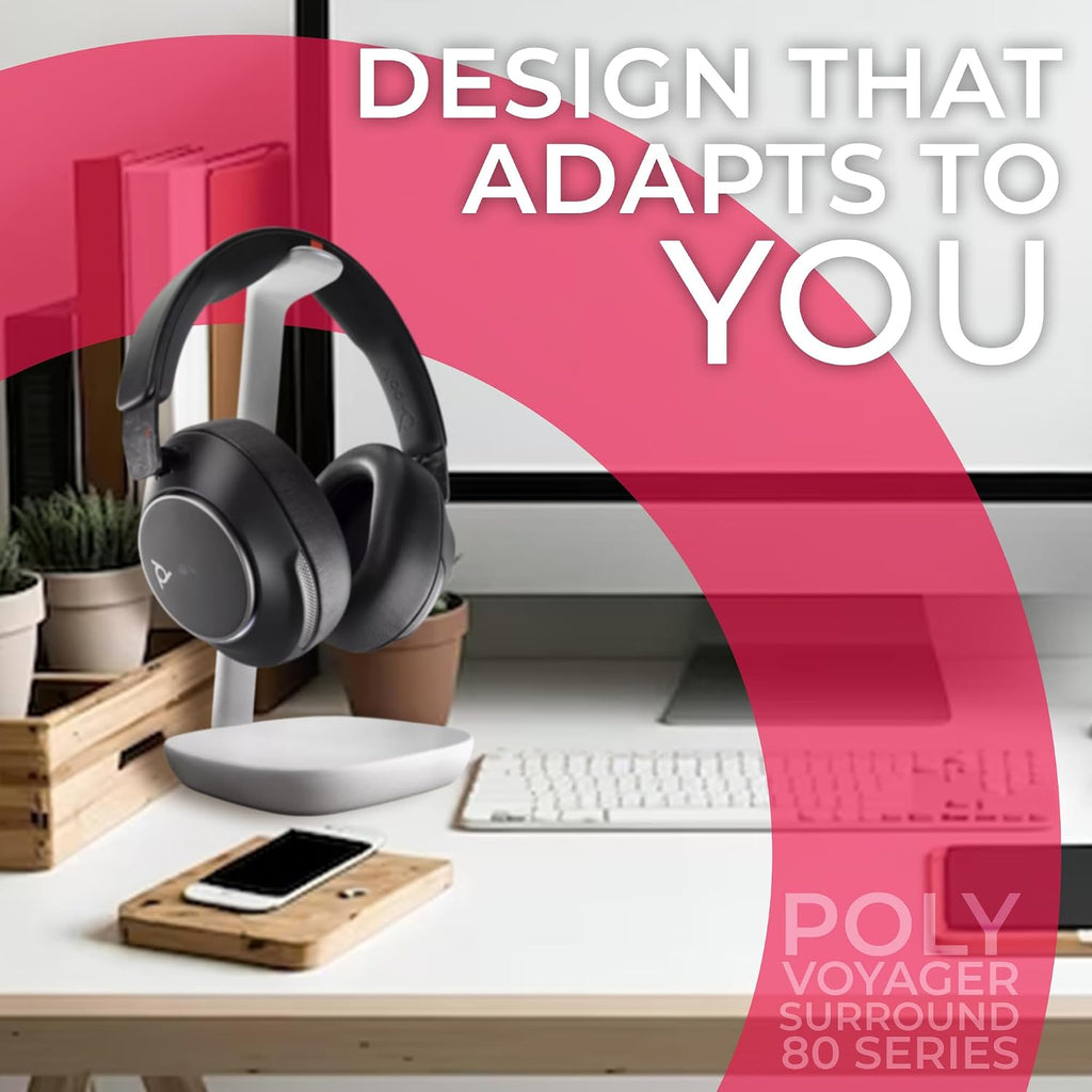 Poly Voyager Surround 80 USB-C & UC Bluetooth Headset With Active Noise Cancellation (ANC), Boomless Microphone, Open Office Certified, Multi-Device Support for Cellphones, PC/Mac, Includes Microfiber