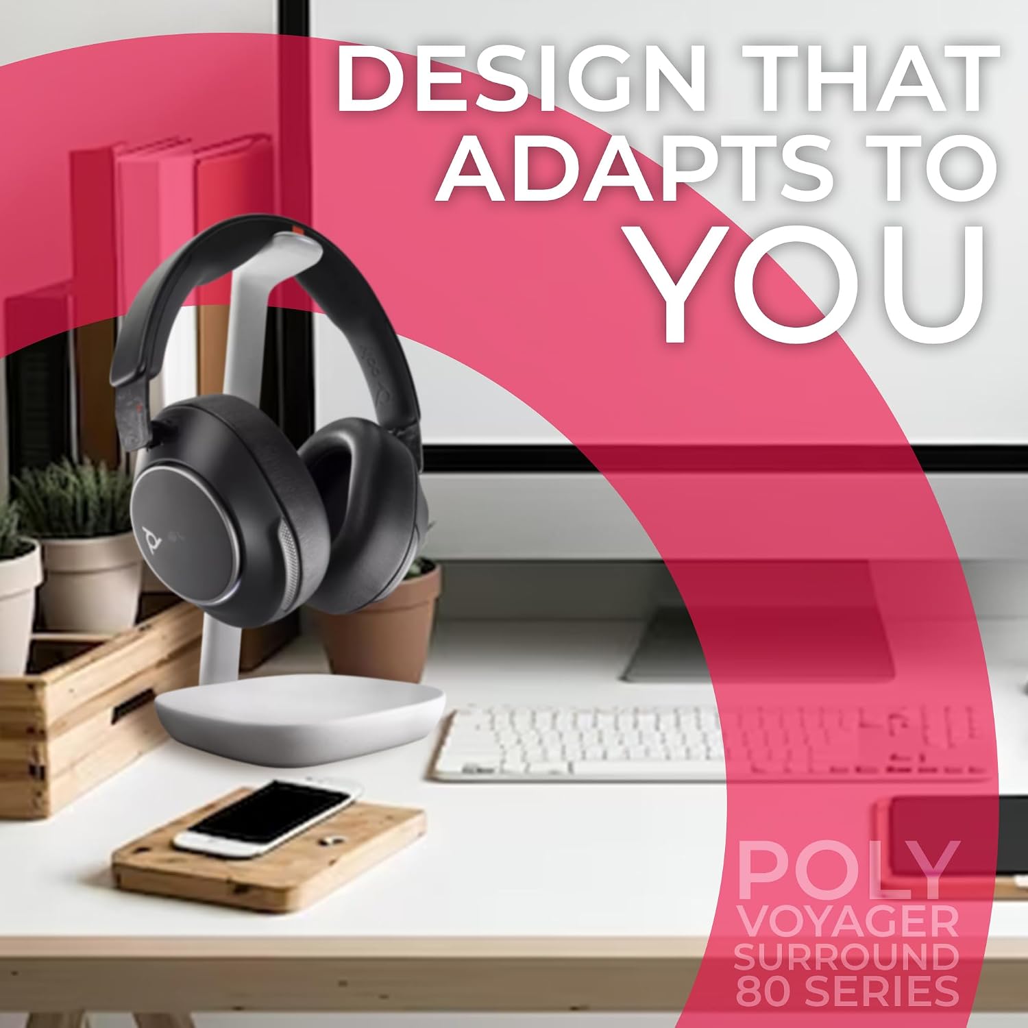 Poly Voyager Surround 80 USB-C & UC Bluetooth Headset With Active Noise Cancellation (ANC), Boomless Microphone, Open Office Certified, Multi-Device Support for Cellphones, PC/Mac, Includes Microfiber