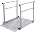 4' Wheelchair Ramp for Home Steps, 850 lb Capacity, Handrails, Non-Slip, Entry Access for Mobility Scooters, Power Chairs, Silver Spring