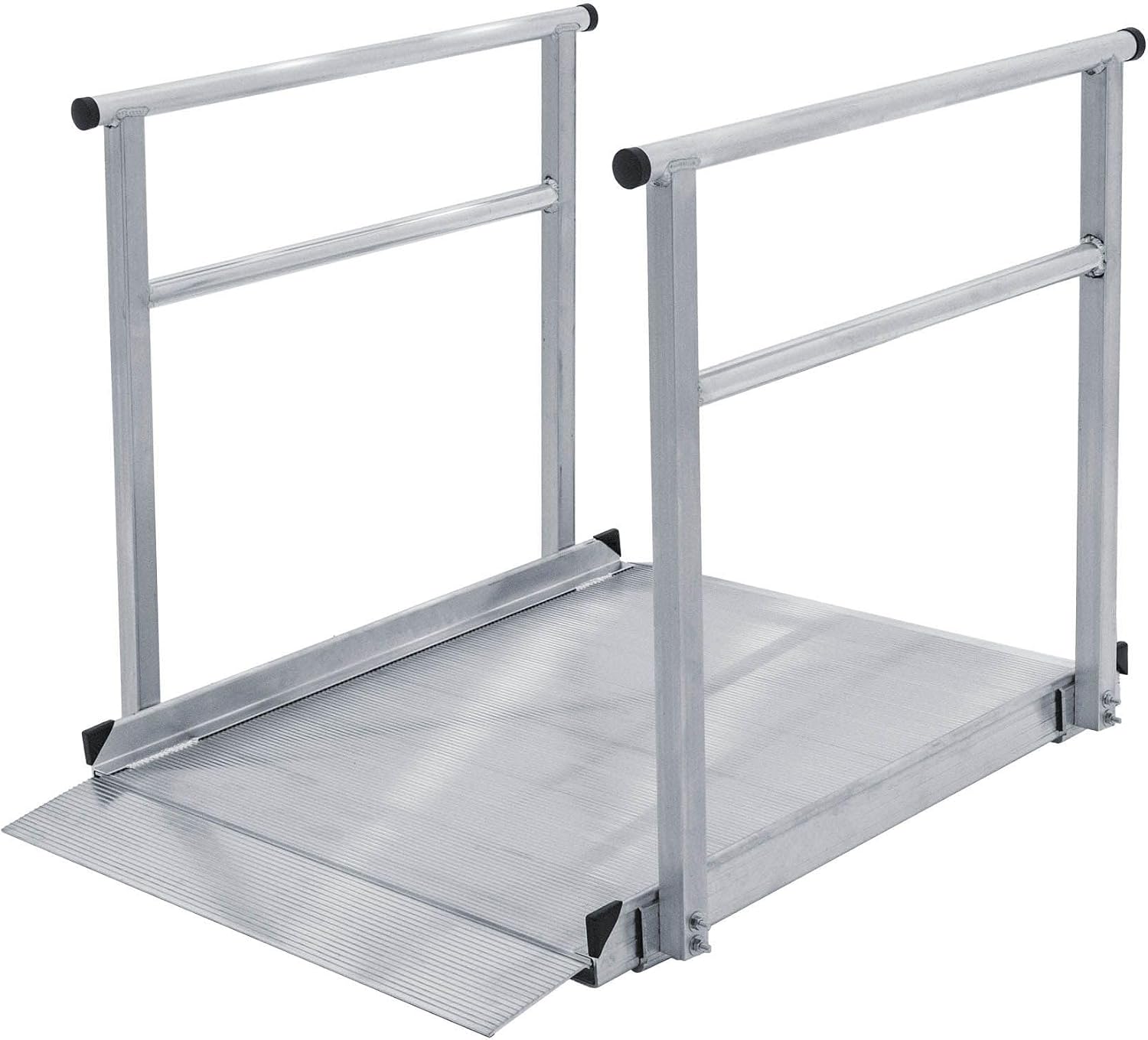 4' Wheelchair Ramp for Home Steps, 850 lb Capacity, Handrails, Non-Slip, Entry Access for Mobility Scooters, Power Chairs, Silver Spring