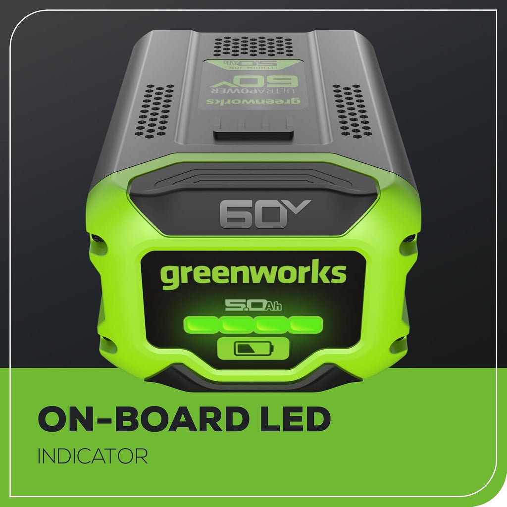 Greenworks 60V 5.0AH Ultra Power Battery | Provides Fade-Free Power for Maximum Performance | Compatible with 75+ Greenworks Tools