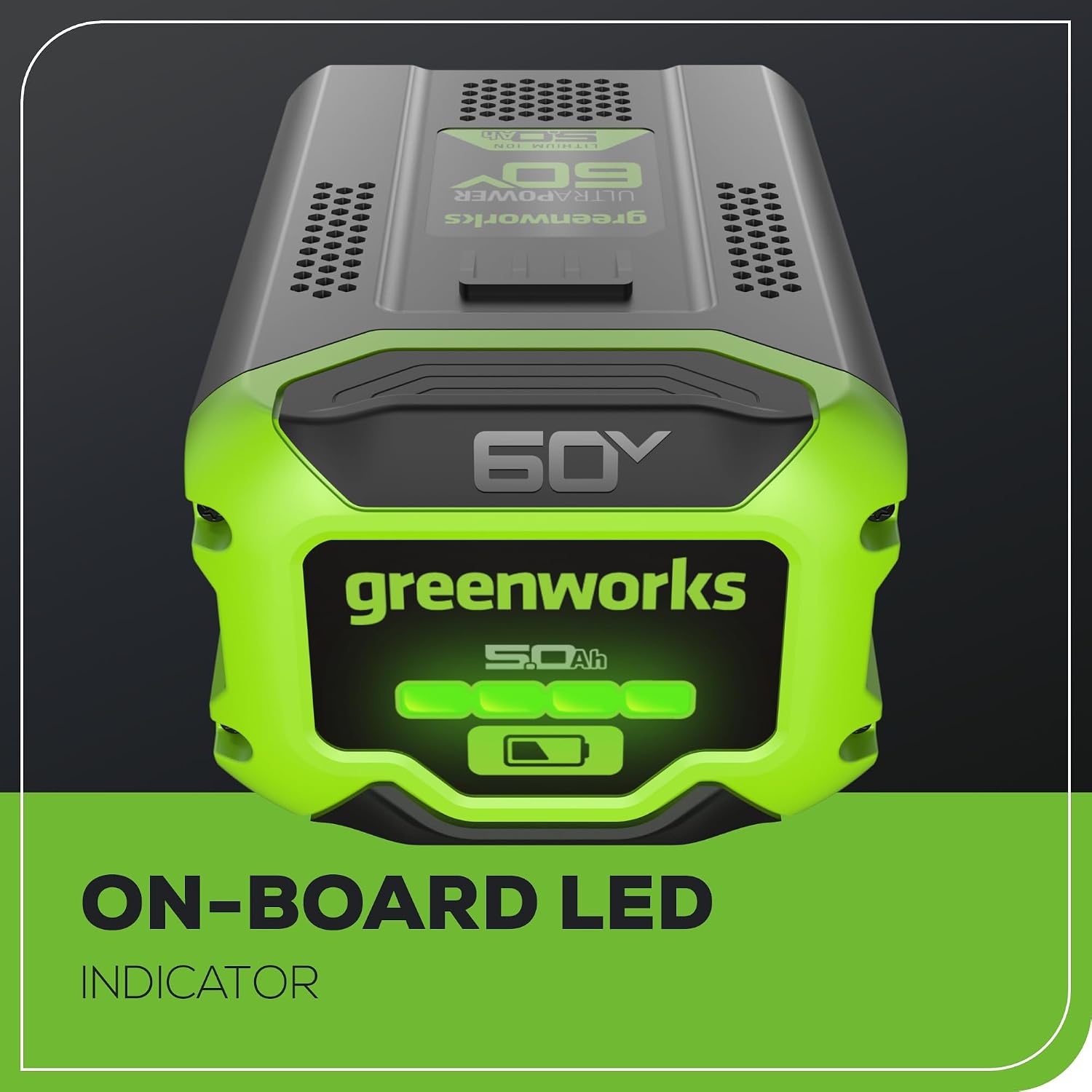 Greenworks 60V 5.0AH Ultra Power Battery | Provides Fade-Free Power for Maximum Performance | Compatible with 75+ Greenworks Tools