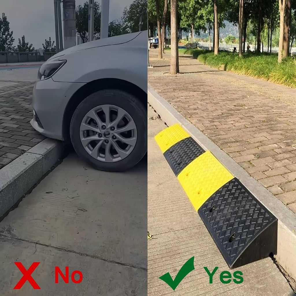 Automotive Curb Ramp 2 Pack Portable Threshold Ramp Antislip Wheelchair Ramp for Loading Dock Sidewalk Driveway(Yellow,4cm/1.6in)