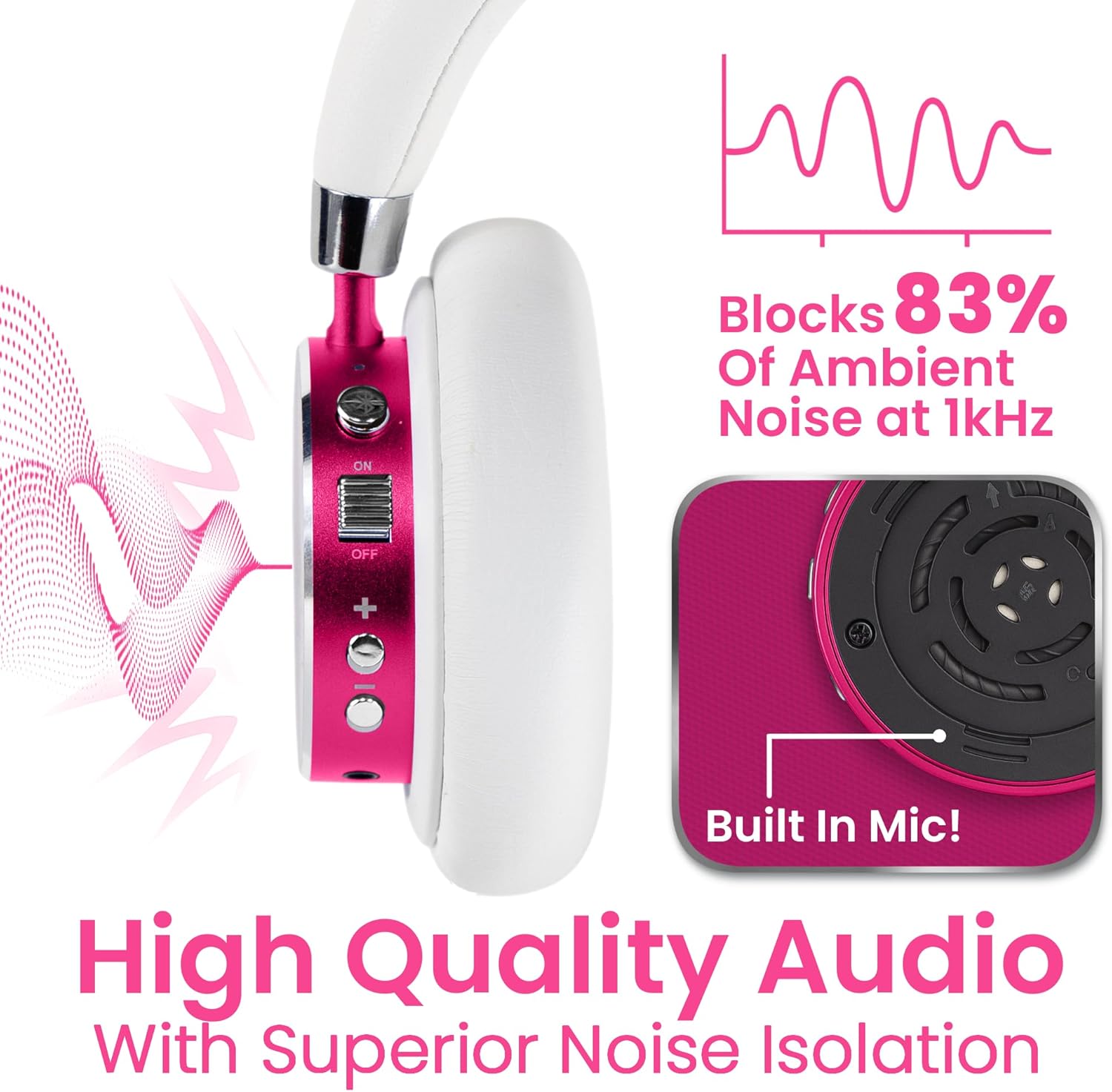 Puro Sound Labs BT2200 Plus Volume Limited Headphones for Kids - Bluetooth, Studio-Grade Audio, Over-Ear & Comfy Design, 20-Hour Battery Life, Easy to Connect Wireless Headphones for Kids, Blue & Pink