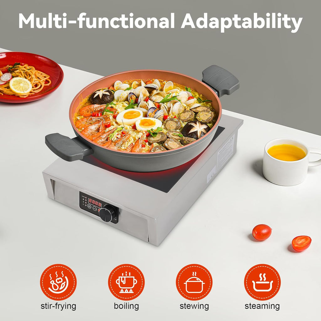 3500W Commercial Induction Cooktop, Professional Portable Electric Stove with LED Display, Single Burner Hot Plate for Cooking, 110V, Compact Design (17.72'x13.78'x4.72')