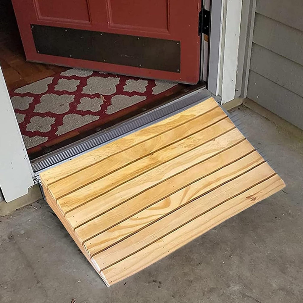 Katzowen Threshold Ramp Driveway 3/4/5/6/7/8 Inch Curb Steps Ramp, Wood Threshold Ramps for Home/Front Door/Patio, Entry Transition Ramp for Wheelchairs Walkers Motorcycle(40x30x8cm (15.7x12x3in))