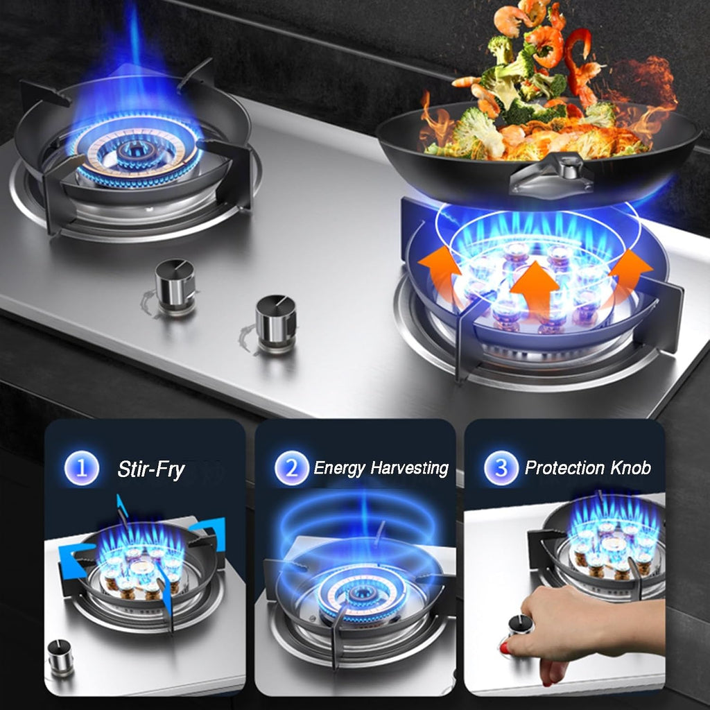 Propane Stove,2 Burners Portable Propane Stove,tempered Glass Gas Cooktop,Maximum 29002BTU for Food Trucks and Family Restaurants (Color : NG, Size : Style 1)