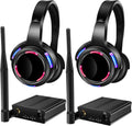 Professional Silent Disco LED Wireless Headphones and RF LED Silent Disco Earphones for iPod MP3 DJ Music Pary Club (2 led Headphone + 2 Transmitter)