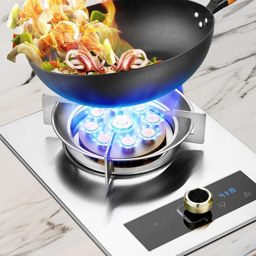 Gas Stove 1 Burner,5.2kw 9-Cavity High Fire Timer,Tempered Glass Countertop,NG/LPG Gas Source Kit,with Flameout Protection,for Caravan Camping(NG)