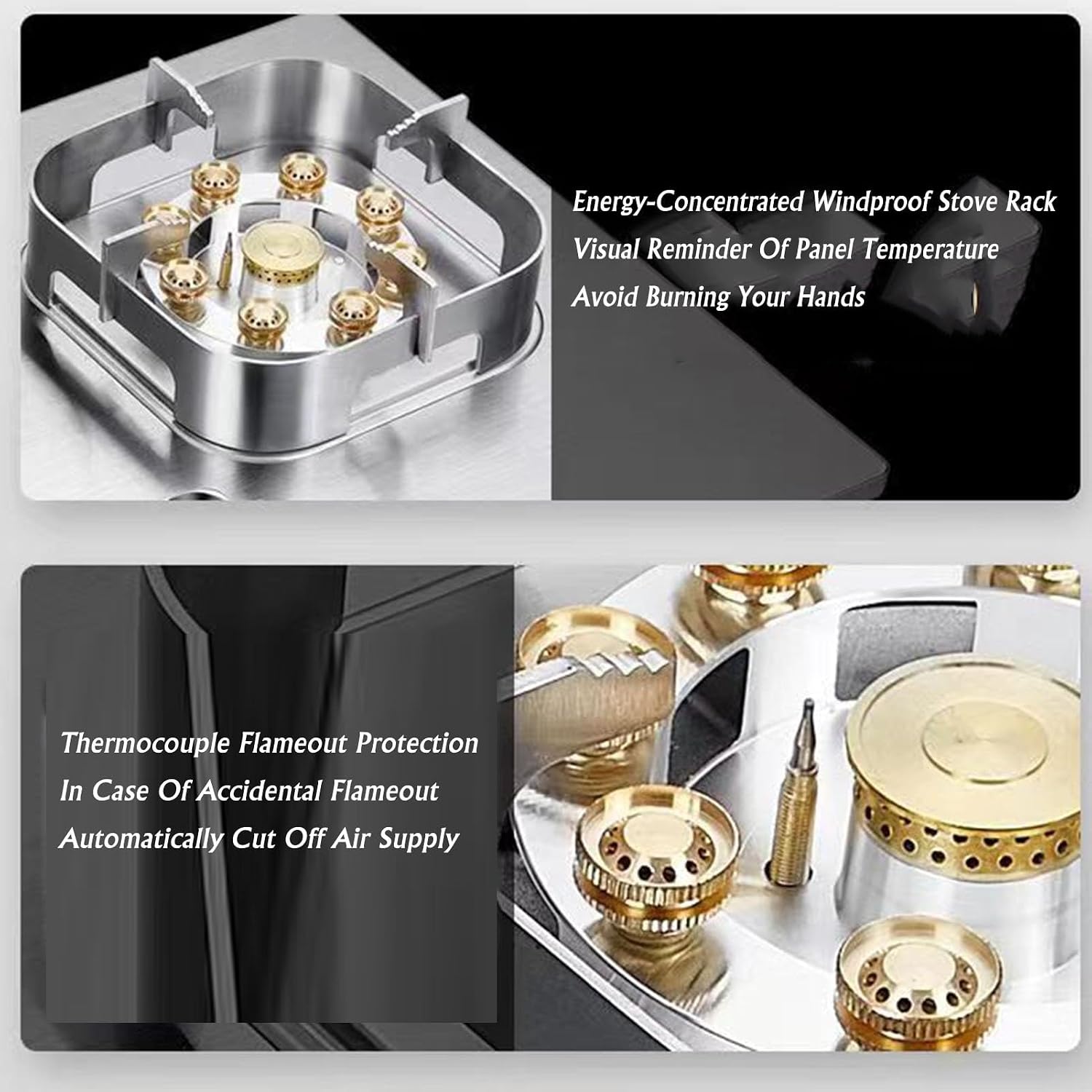 Propane Stove,2 Burners Portable Propane Stove,Stainless Steel Gas Cooktop,Maximum 17742.4BTU Suitable for Kitchen Apartments and RV (Color : NG, Size : Style 2)