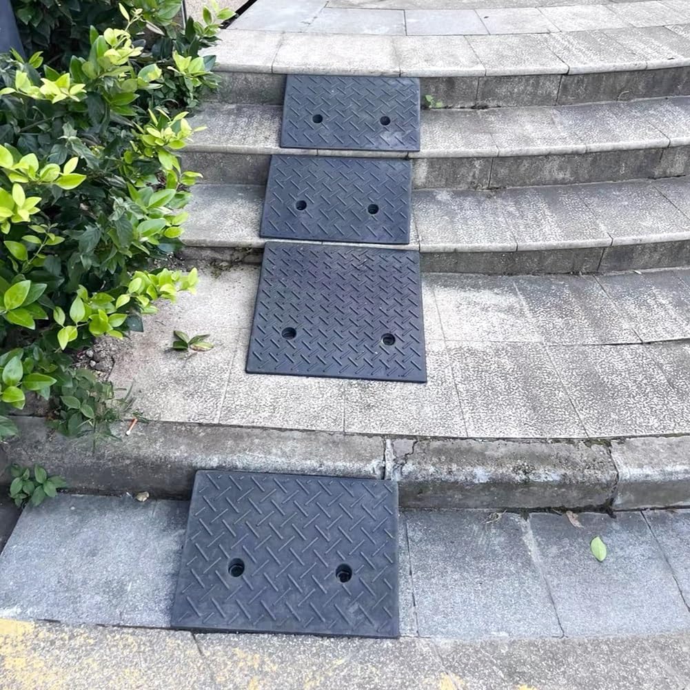 Heavy Duty Rubber Car Curb Ramps Portable Threshold Ramp Loading Ramp Slope Motorcycle Pad for Driveway Sidewalk Loading Dock Black(19.7x19.7x5.5in)