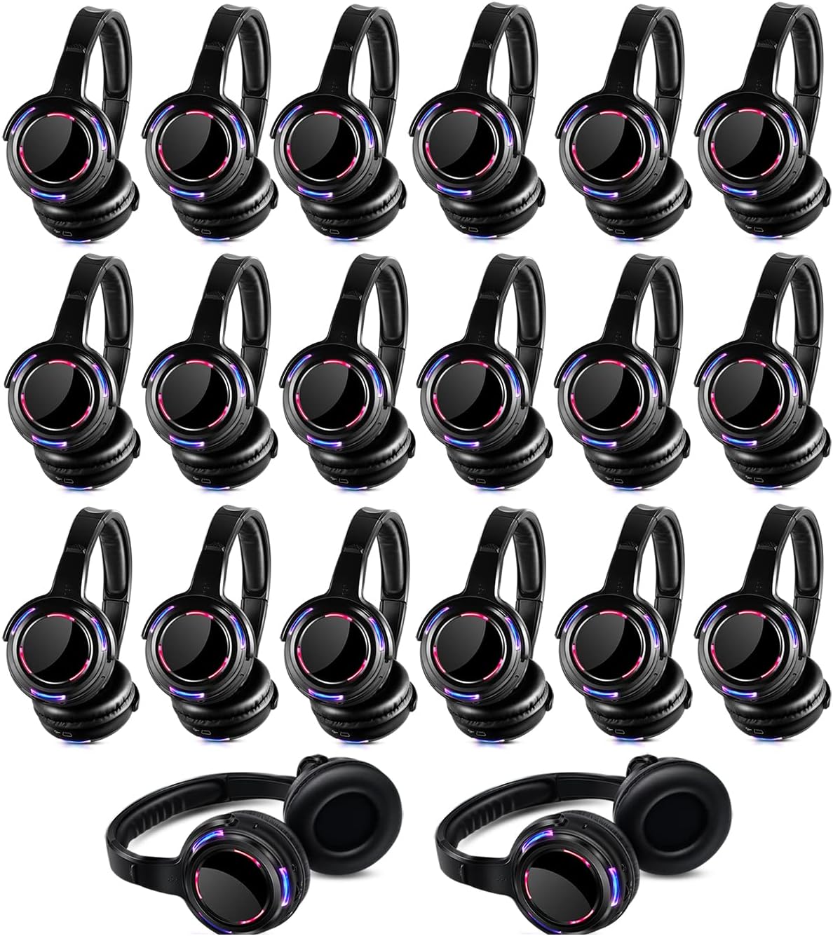 Factory Sell Silent Disco led Headphone Complete System (20 led Headphone + 3 Transmitter)