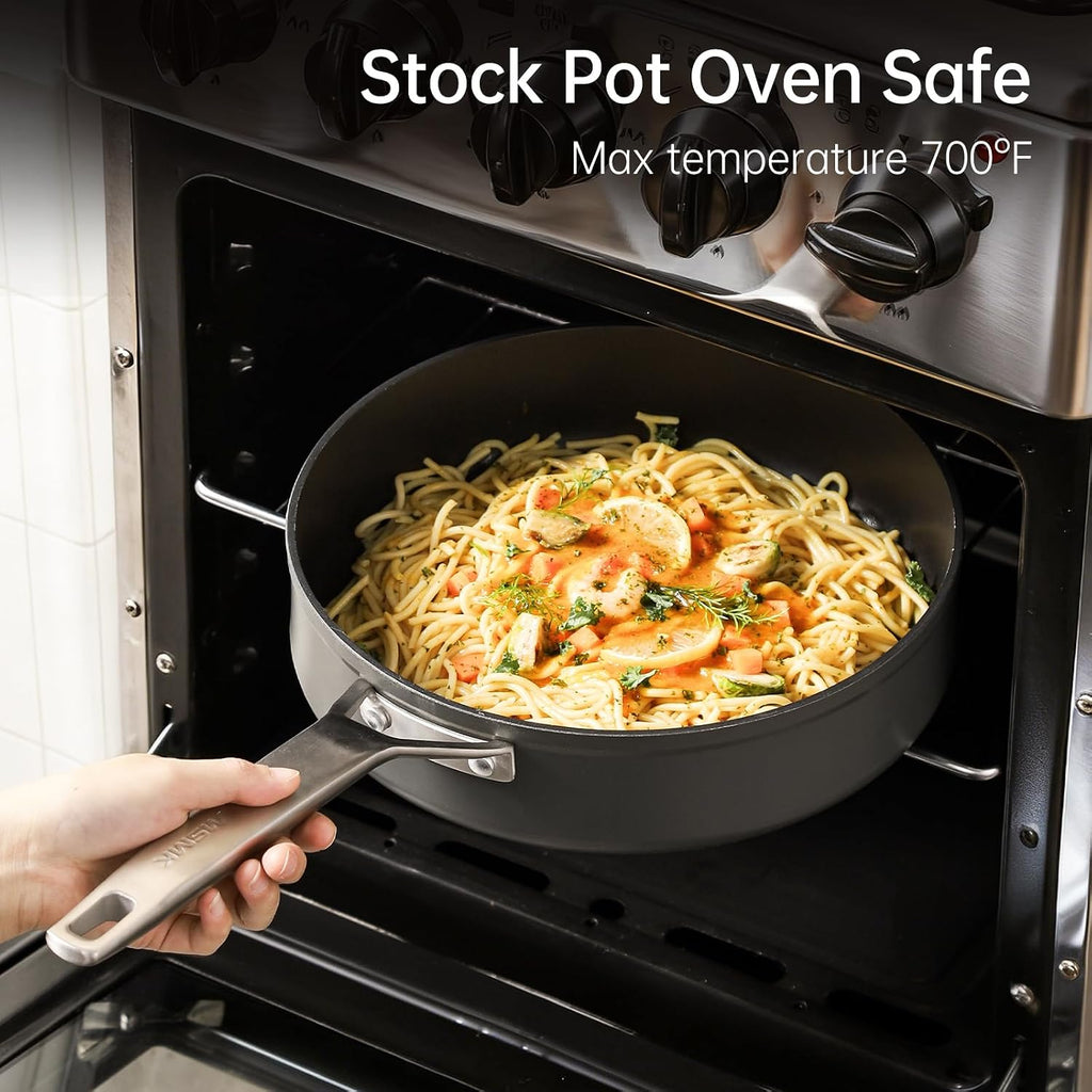 MsMk 10-Piece Pots and Pans Set non stick, Cookware Sets for building a starter kitchen or refreshing, Even Heating, Easy Clean-Up, Comfortable Handling, Induction Compatibility