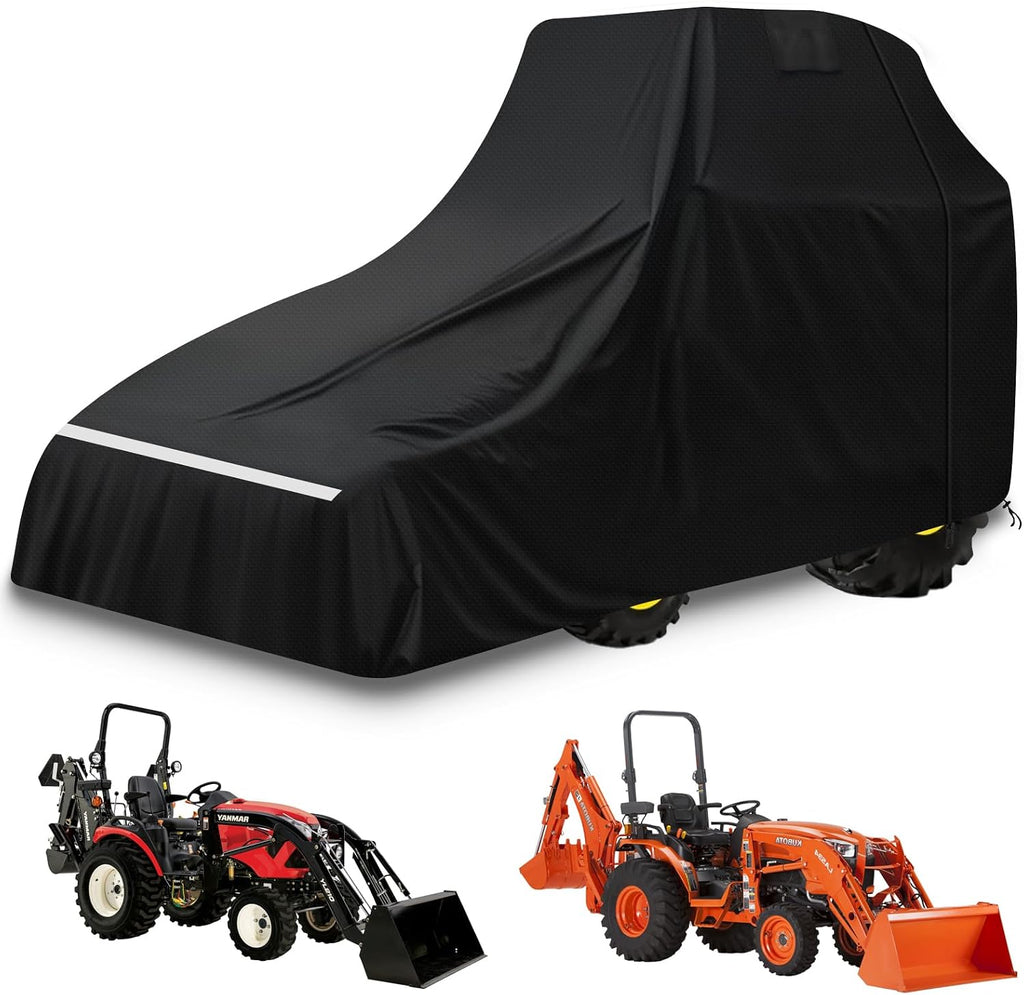 Tractor Cover Large,600d Oxford Cloth for John Deere 1,2,3 Series 1025r 2320 2720 3520, Kubota and Mahindra with Backhoe,Waterproof Uv Resistant & Dustproof, (189 L X 76 W X 86 H in)