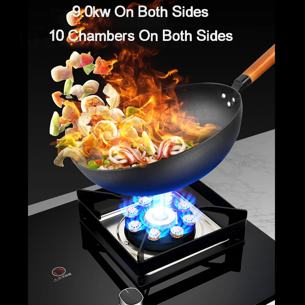 Single Burner Gas Stove,Left 9.0kw Right 5.2kw,Desktop Embedded Dual-Purpose Gas Stove,for Restaurant(LPG)