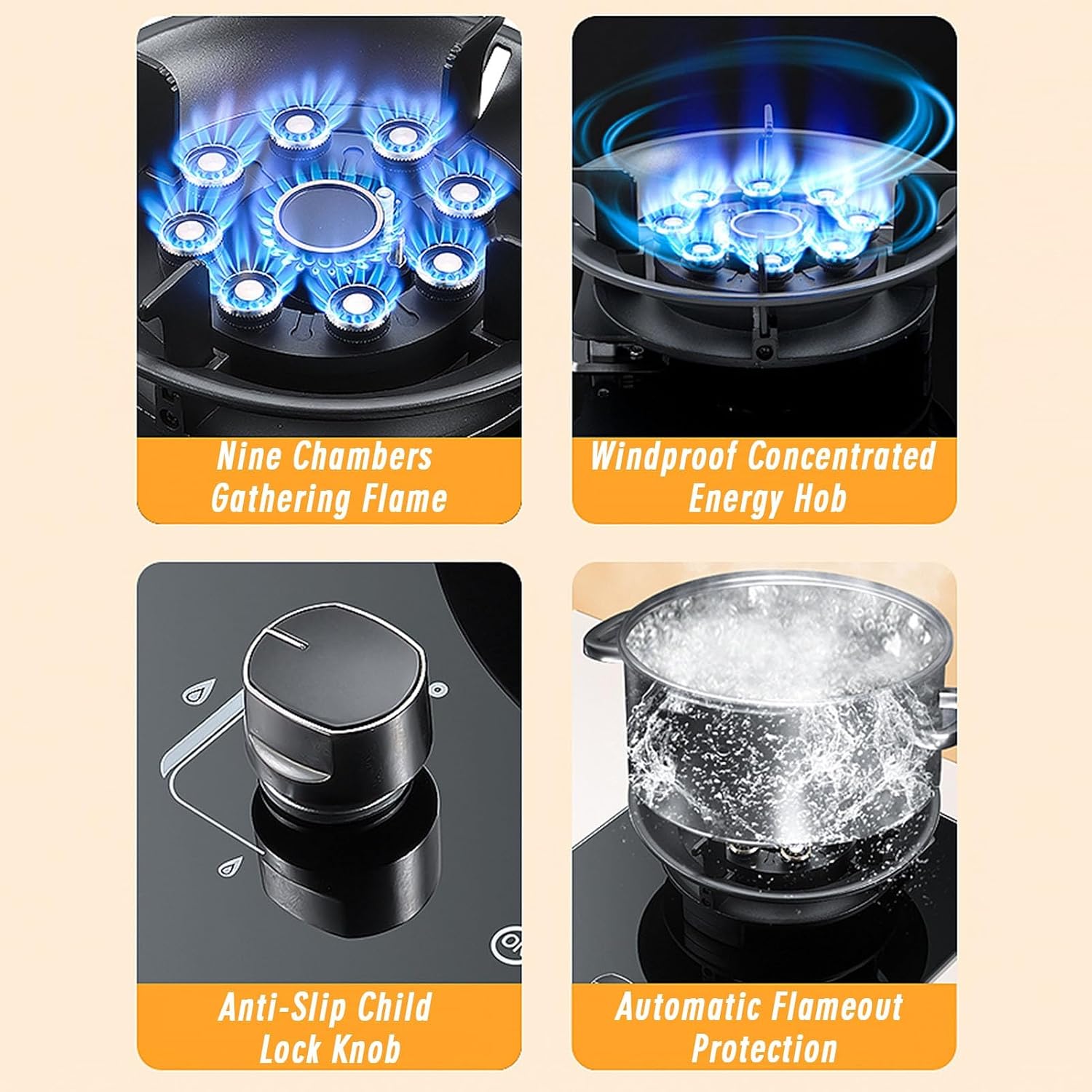 Portable Gas Stove,1 Burner Propane Stove,Tempered Glass Max 17742.4BTU with Pulse Electronic Ignition for Indoor Kitchen, Open Kitchen and Apartment (Color : Silver, Size : NG)