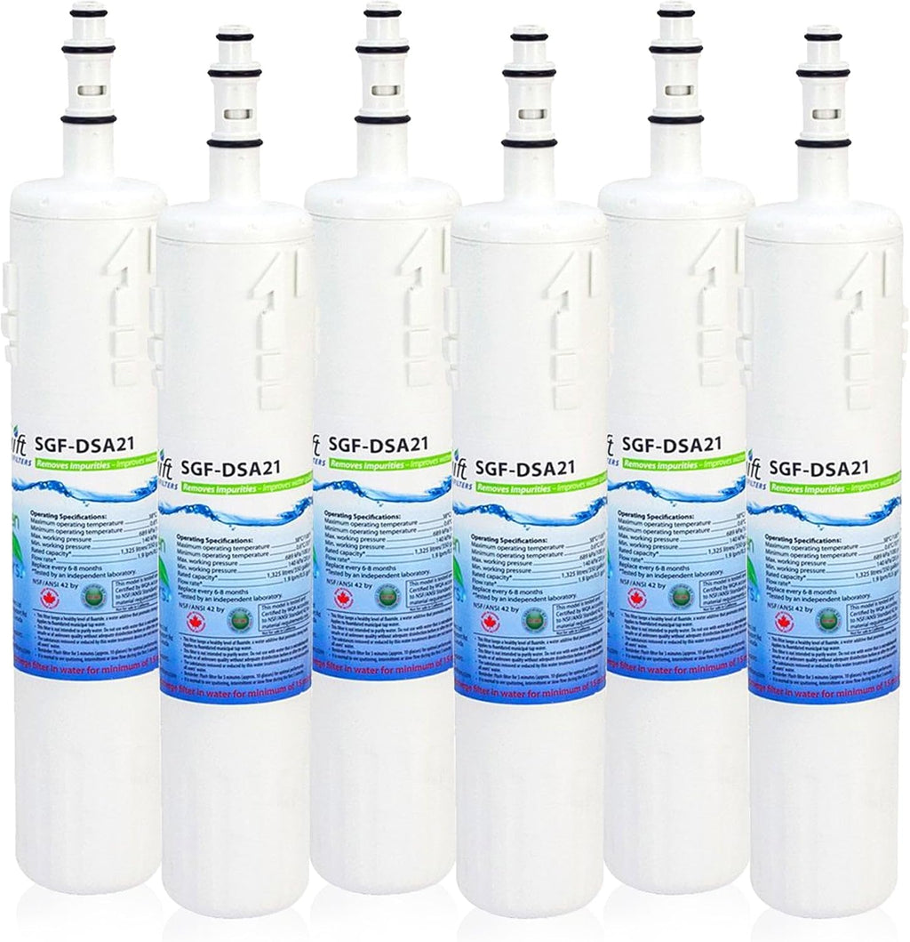 SGF-DSA21 Replacement water filter for Samsung DA29-00012A,DA29-00012B, DA61-00159A,DA29-0003B,EFF-6006A-8 by Swift Green Filters (6 Pack)