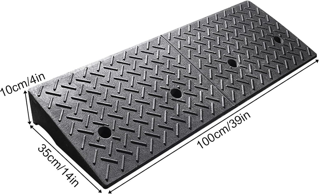 Rubber and Plastic Curb Ramp, Multiple, Threshold Ramp, Strong Load-Bearing, Suitable for Entryway, Bike, Pets, Sidewalk(100 * 35 * 10cm/39 * 14 * 4in)