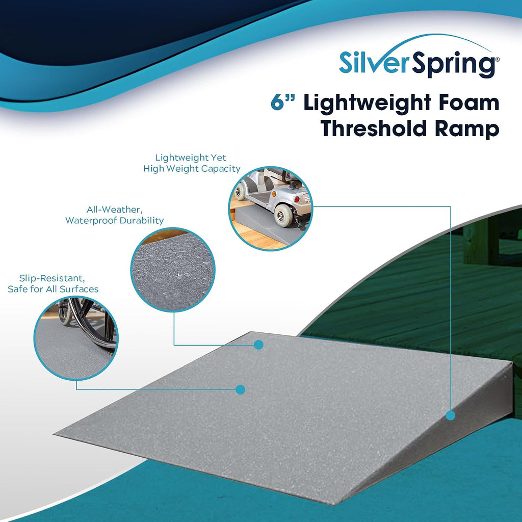 VersaRamp 6' Rise Lightweight Foam Threshold Ramp, Portable Access for Wheelchairs and Mobility Scooters at Doors, Curbs and Steps, 800 Lb Capacity