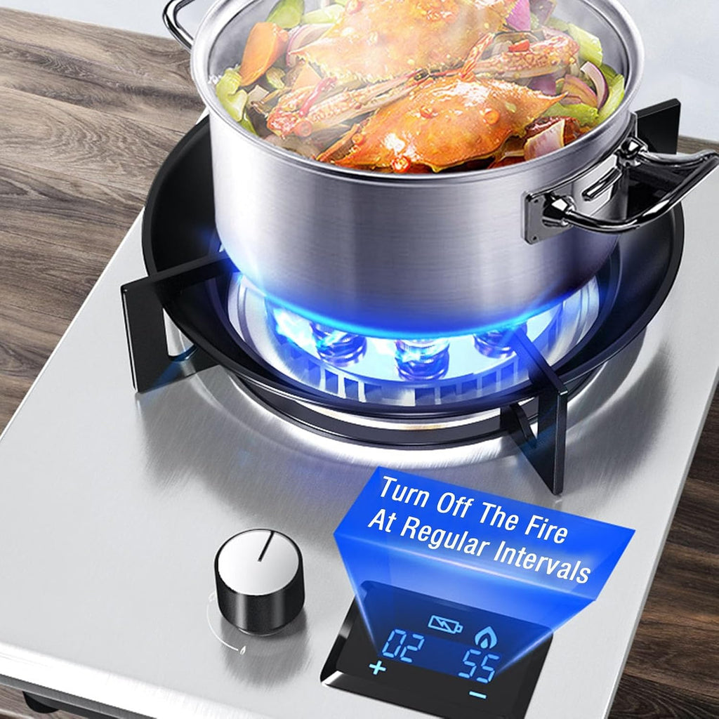 Propane Gas Stove,Single Burner Propane Stove,tabletopstainless Steel,Max 24566.4BTU with Pulse Electronic Ignition Suitable for Apartments, Kitchens and More