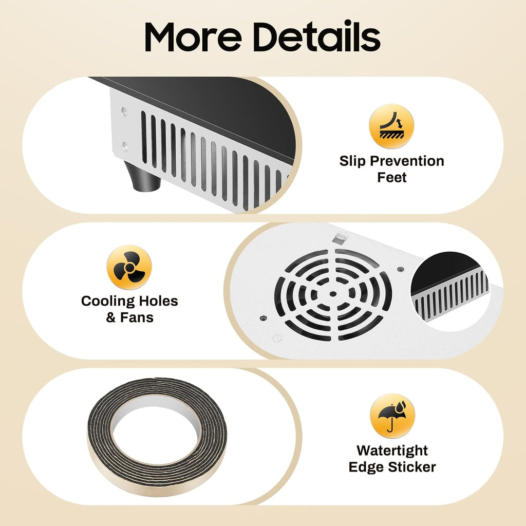 23.4Inch Electric Ceramic Cooktop, 4 Burners Built-in Electric Stove Top, 110V 3000W Cooktop with Timer, Senor Touch Control, 9 Heating Level & Child Safety Lock (2 * 900W + 2 * 600W)