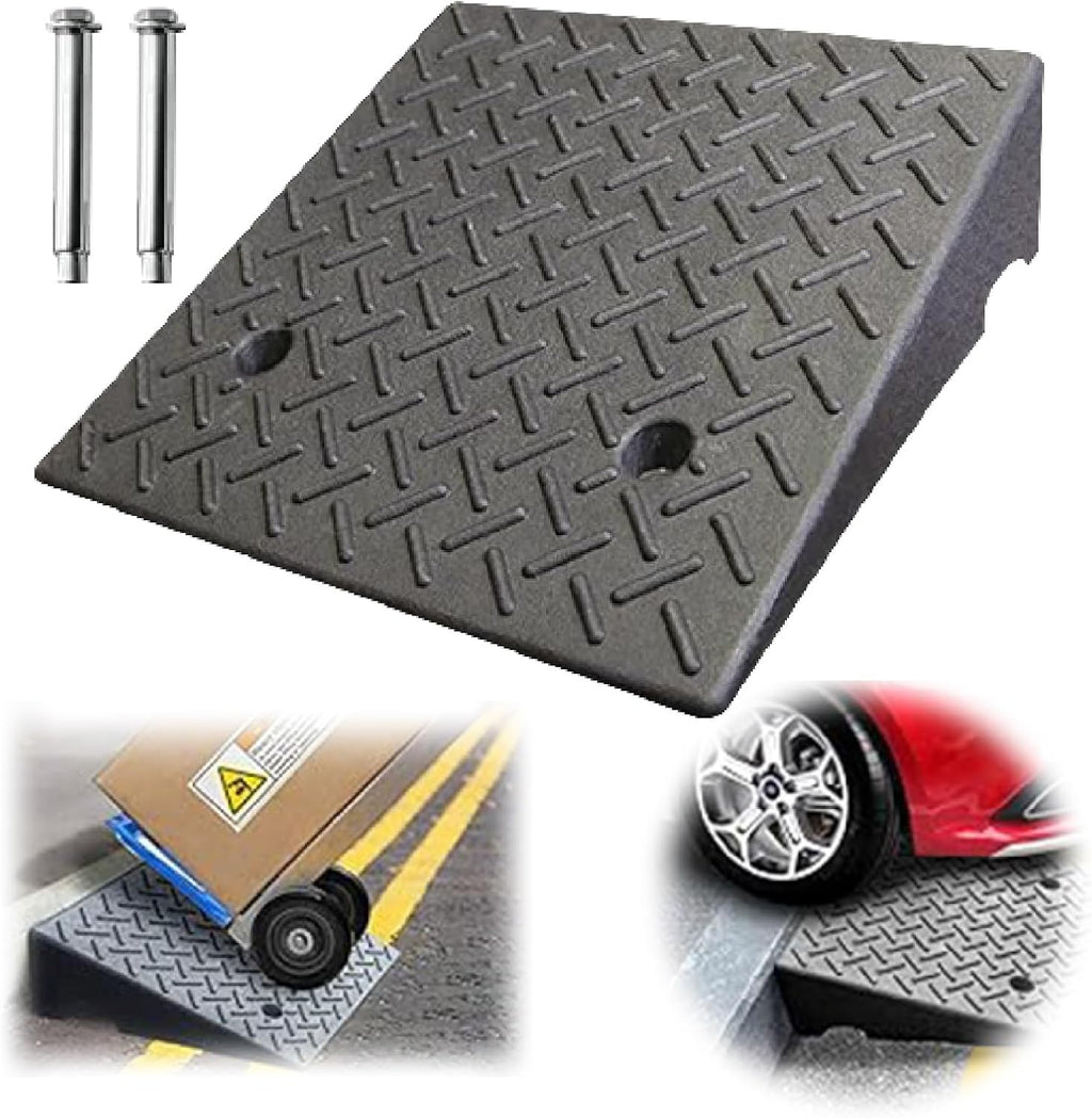 Portable Rubber Curb Ramp Heavy Duty Threshold Ramps Sidewalk Curb Ramps Driveway Kerb Ramp Doggy Door Ramp Lawnmower Ramps Car Slope Ramp Pet Slope Ramp(19.7x23.6x7.9in)