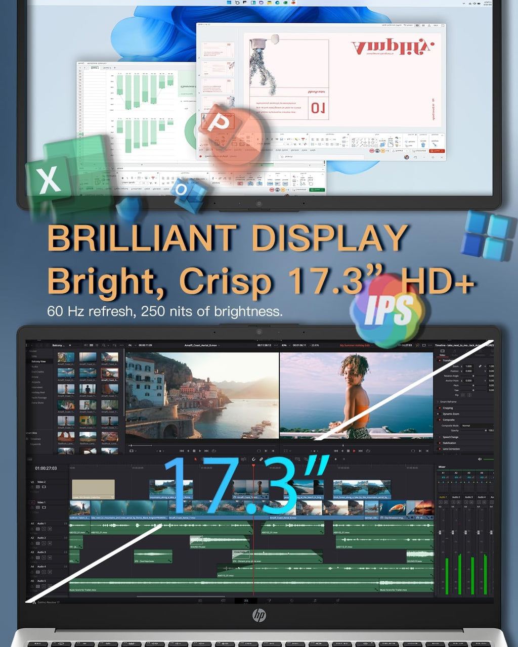 HP 17 Business Laptop Computer - Intel 10-Core i5-1334U, 32GB RAM, 1TB SSD, 17.3' HD+ Display, Fingerprint, Backlit KB, Numeric Keypad, w/Win11 Pro, Office Lifetime, External DVD Drive