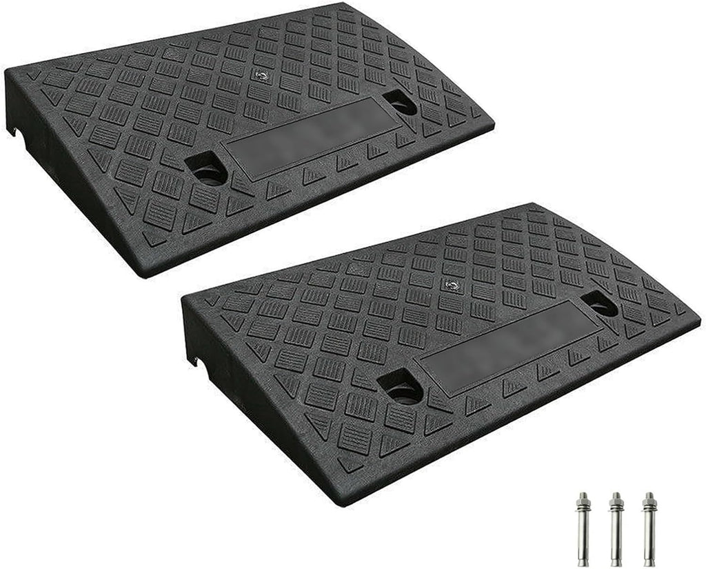 Automotive Curb Ramp 2 Pack Portable Threshold Ramp Antislip Wheelchair Ramp for Loading Dock Sidewalk Driveway(Black,6cm/2.4in)
