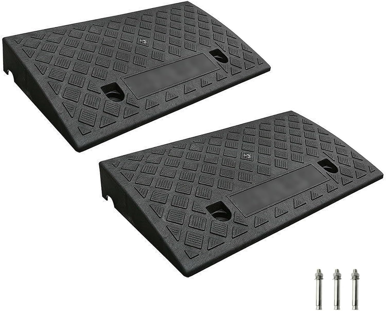 Automotive Curb Ramp 2 Pack Portable Threshold Ramp Antislip Wheelchair Ramp for Loading Dock Sidewalk Driveway(Black,6cm/2.4in)