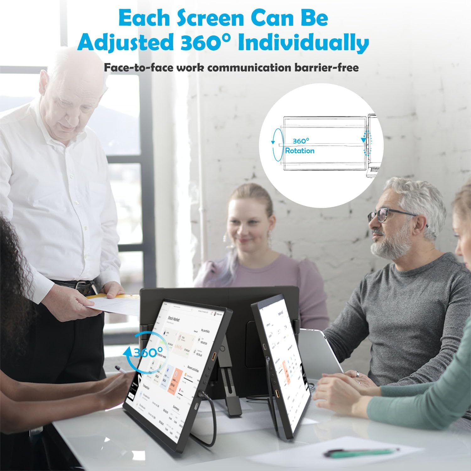 14.1-inch 2K Portable Triple Laptop Monitor Extender (with USB Docking Station) 2240x1400 QHD IPS Foldable Plug and Play Travel Home Office External Screen Compatible with HDMI,USB-A and USB-C