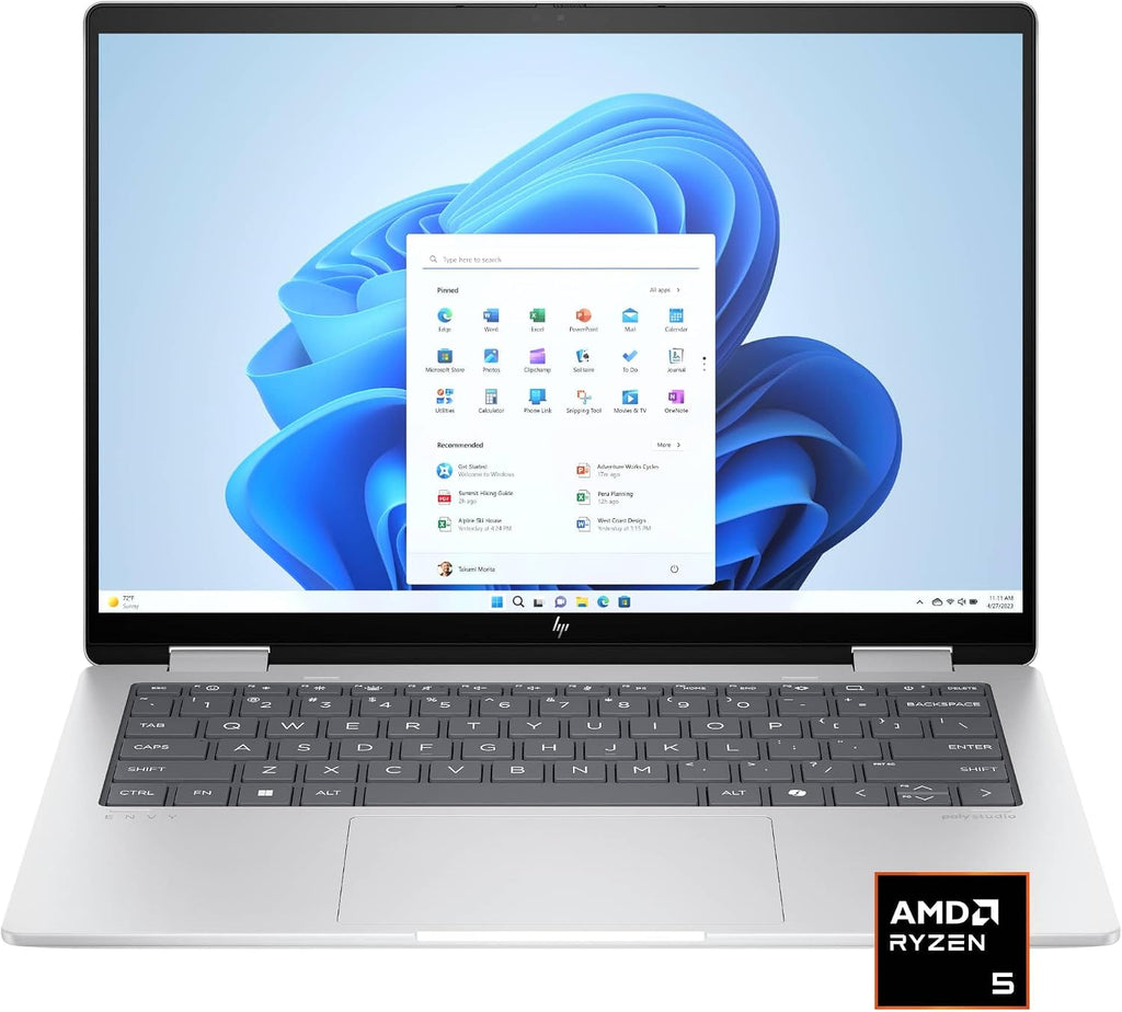 HP - Envy 2-in-1 14' Wide Ultra XGA Touch-Screen Laptop - AMD Ryzen 5-16GB Memory - 512GB SSD - Glacier Silver Windows AI: Copilot 14-fa0013dx