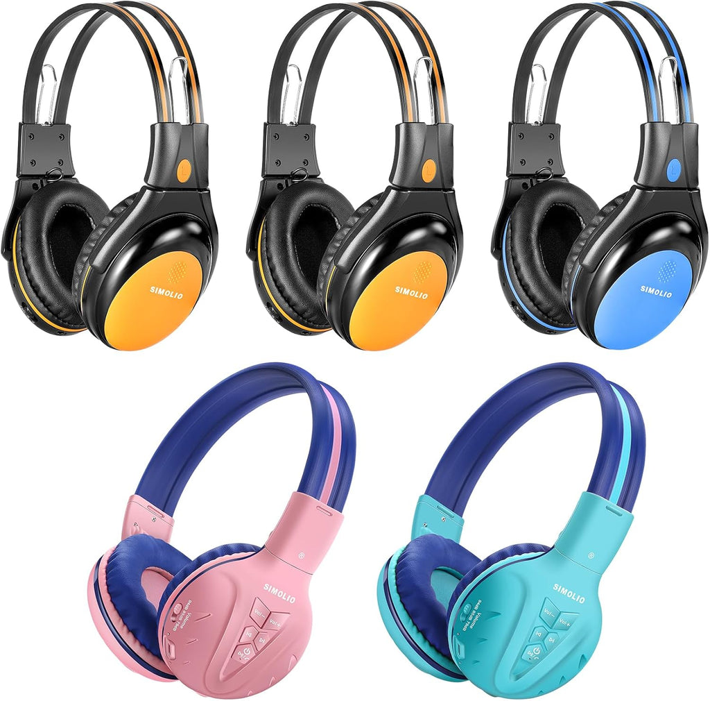 SIMOLIO Wireless IR Headphones for Car DVD and Bluetooth Headphones for Kids, Car Headphones Compatible with Honda Odyssey & uConnect VES & Dodge Grand Caravan & Chevy Suburban 2006-2022
