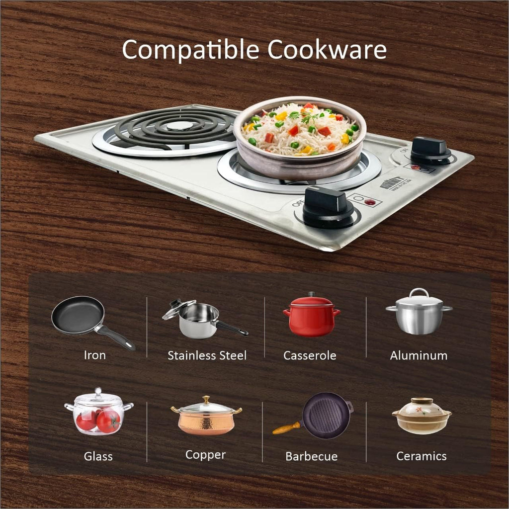 Summit 12' 2 Burner Electric Cooktop 115 Volt Coil Electric Cooktop, ADA compliant, Stainless Steel- CCE213SS