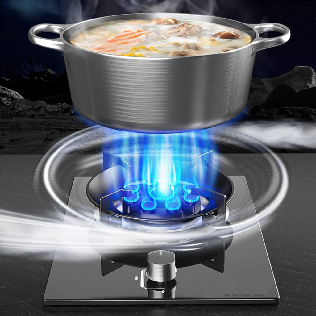 Propane Stove 1 Burner,5.2KW 9-Cavity Gas Cooktop,Auto Ignition,Includes Regulator and Hose,for Camping and Emergency Cooking(Black,LPG)