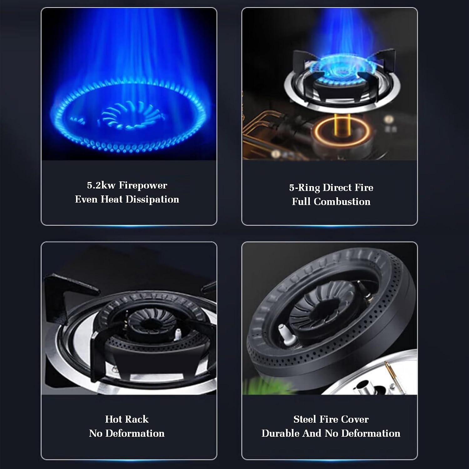 Gas Stove 1 Burner,4.2kW Tempered Glass Cooktop,Stepless Flame Control and Thermocouple Protection,for Yacht Camping Outdoor Cooking(NG)